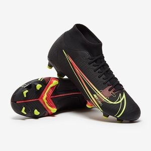 Nike Mercurial Black with Neon Yellow and Red Soccer Cleats